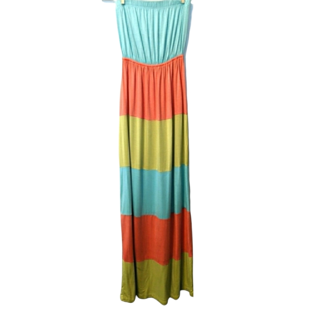 🌞 3/$15 Soprano Colorblock Strapless Maxi Dress Small